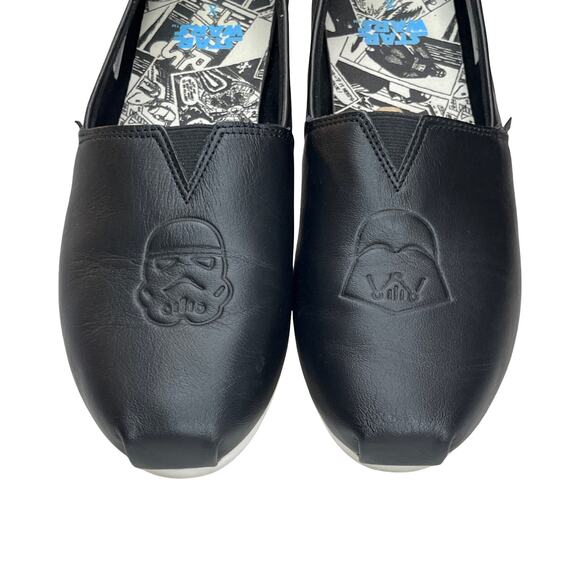 TOMS x Star Wars Darth Vader Black Leather Classic Slip Ons Women’s 8.5 - Picture 6 of 14